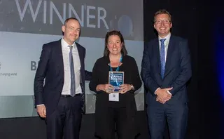 Johanna Lasker and Daniel Gonzalez from BNP Paribas,  with the ESG services accolade