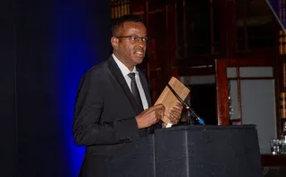 Somalia's Governor Abdirahman Abdullahi, offers his reaction after securing PMI development win